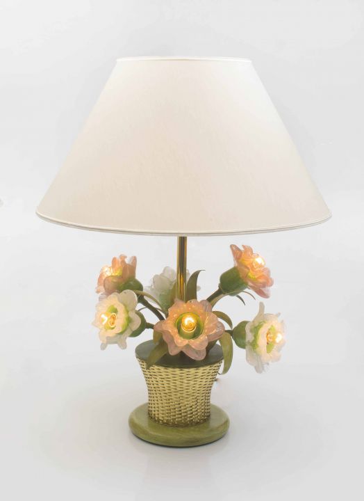 An Italian Banci Firenze gilt-metal and Murano glass six-light lamp, 1980s