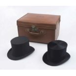 A gentleman's silk top hat, Scott & Co, Piccadilly, and a faille collapsible opera hat, Robert Heath
