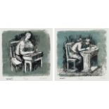 Henry Moore; Girl Seated at a Desk V and IV, two