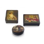 Two lacquered papier-mÃ¢chÃ© boxes, Kholui, Russia, 20th century