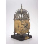 A brass lantern clock, Goldsmiths Company, 19th century