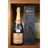 A 75cl bottle of Lenoble Grand Cru Blanc de Blancs 1990 vintage champagne, in card box.