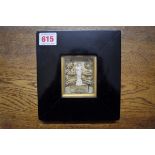 DEVOTIONAL ICON: 19th century miniature devotional icon in ebonized frame, glazed, approx 6.5 x 5cm.