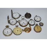 Ten various pocket watches; together with a ladies wristwatch.