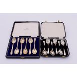 Two cased sets of six silver teaspoons, by Walker & Hall, Sheffield 1949; and Cooper Brothers & Sons