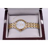 A modern 'Jewel in the Crown' two tone stainless steel quartz wristwatch, with box and papers.