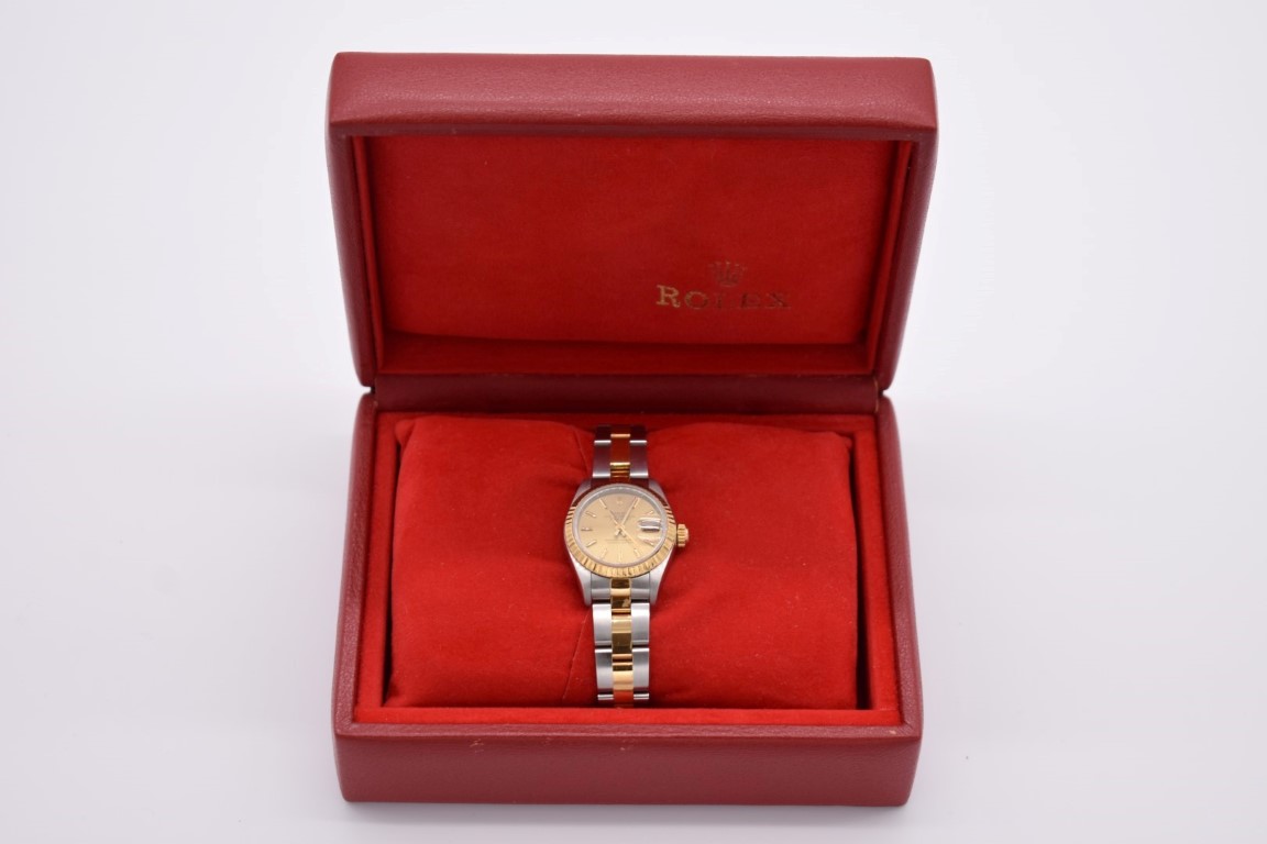 A circa 1998 Rolex 'Oyster Datejust' stainless steel and 18ct gold automatic ladies wristwatch,