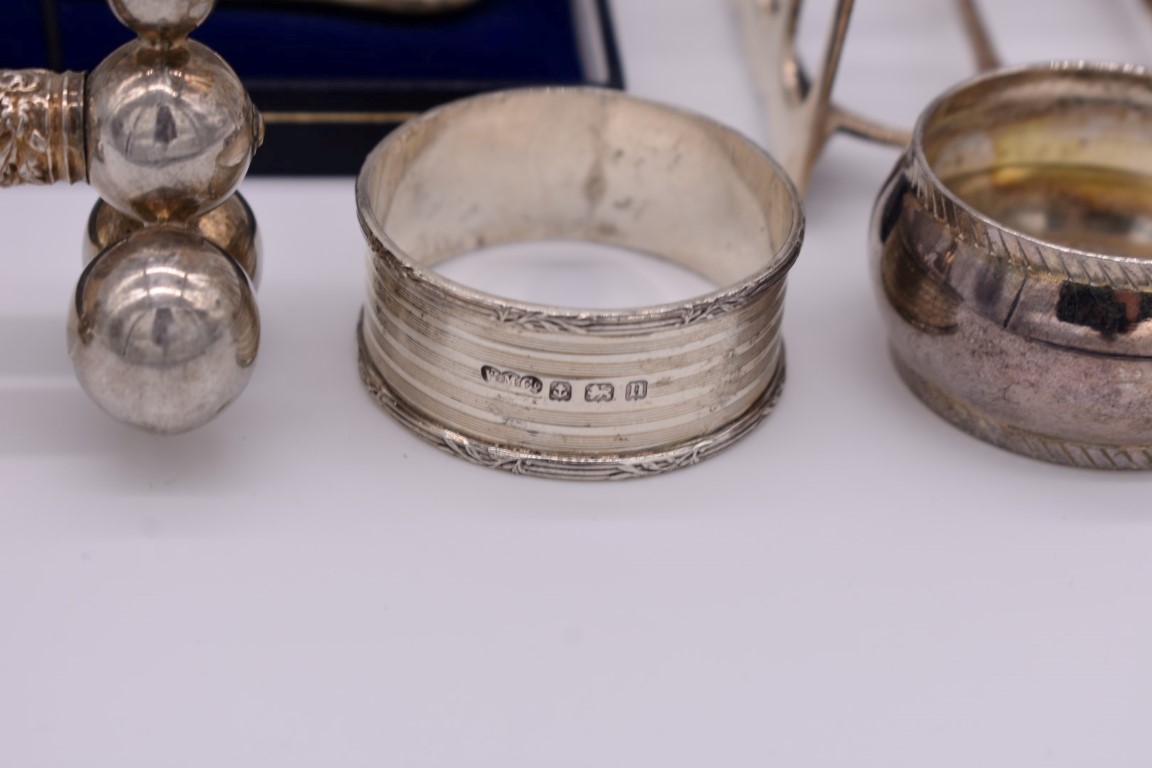 A small quantity of silver and other items, to include a silver toast rack and a cased silver - Image 2 of 2