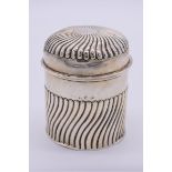 A Victorian silver domed canister, makers mark indistinct, Birmingham 1891, 158.5g.