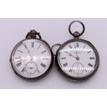 Two silver pocket watches, one inscribed 'The Express English Lever', Chester 1899, key wind.