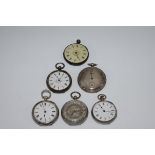 A silver pocket watch; together with two others stamped 935; an 800 example etc. (6)