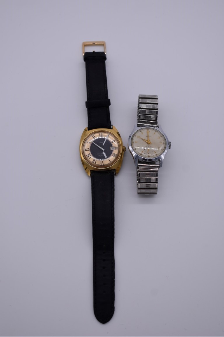 A vintage Oris stainless steel manual wind wristwatch, on later expanding bracelet; together with