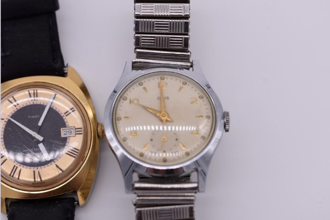 A vintage Oris stainless steel manual wind wristwatch, on later expanding bracelet; together with - Image 3 of 5