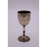 A Victorian chased silver goblet, by Hilliard & Thomason, Birmingham 1876, 12.5cm high, 76g.