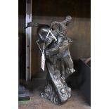 After Frederic Remington, a bronze figure of a native American on horse, 23.5cm high.