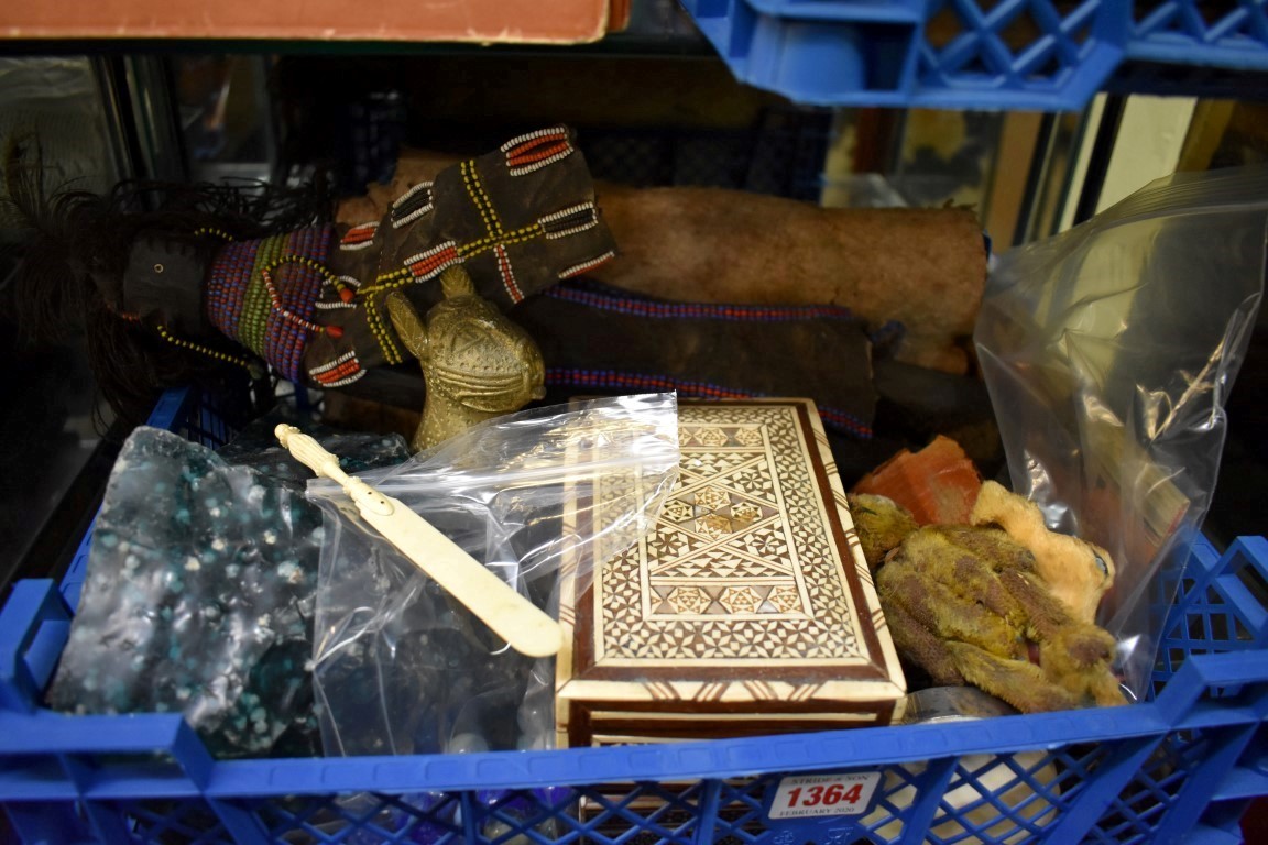 A mixed lot, to include an African tribal beadwork figure.