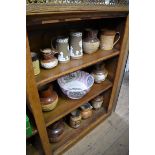 A collection of Victorian stoneware pottery; together with a Sunderland lustre bowl, 28.5cm