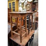 Two old pine high stools.