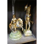 Two limited edition silvered and parcel gilt bronze figures, by Guiseppe Vasari, each on green