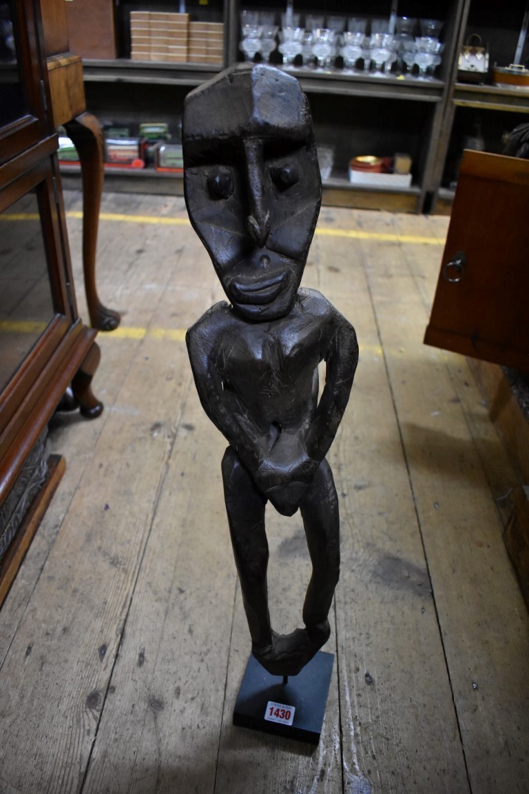 Ethnographica: a tribal ancestor figure, possibly Papua New Guinea, 60cm high, on stand; together - Image 2 of 3