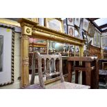 (HP) An early 19th century gilt framed overmantel wall mirror, 142cm wide.