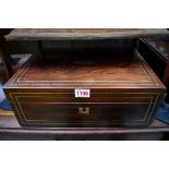 A 19th century rosewood and brass strung casket, 35cm wide.