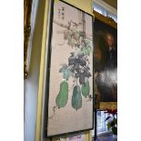 Chinese School, 'Gourds', signed and inscribed, watercolour, 114.5 x 47cm.