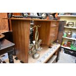 A mid century teak desk, 134cm wide.