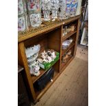 (HP) A pair of Victorian oak open bookcases, with cast brass galleries, variations to width, 161.5cm