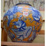 A maiolica ovoid vase, 26cm high.