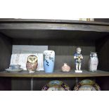 A small collection of ceramics, to include a Royal Copenhagen owl, 15.5cm high; another similar