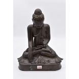 (HP) A Burmese bronze figure of Shakyamuni Buddha, probably 18th/19th century, seated in