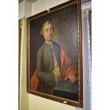 (HP) Continental School, 18th century, half length portrait of a gentleman wearing a green jacket,