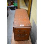 A 1920s oak index card filing drawer, 16.5cm wide.