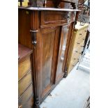 A 19th century French mahogany side cabinet, with serpentine frieze drawer, 96.5cm wide.