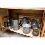 A small collection of antique pewter.