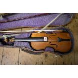 An antique Continental violin, labelled 'Alban Voight & Co, Sachsen & London', with 13½in one