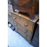 (HP) A 19th century oak three drawer chest, 68.5cm wide.