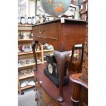 An 18th century oak lowboy, on cabriole legs, 76cm wide.