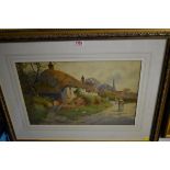 S E Hall, 'A Bit of Old England, near Bideford', signed and titled, watercolour, 34.5 x 51.5cm.