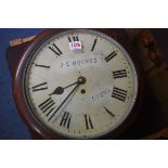 A 19th century mahogany fusee wall clock, the 12in painted dial inscribed 'J C Hughes', with