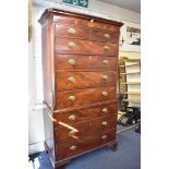 A George III mahogany chest on chest, 113cm wide.