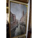 European School, a Venetian Canal, oil on board, 57 x 30.5cm.