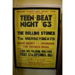 A 'Teen Beat Night '63' poster, 69.5 x 48cm, framed.