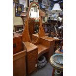 A Continental walnut and inlaid mirror back dressing table, 117cm wide.