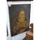 English School, head and shoulders portrait of Queen Elizabeth I, oil on canvas, 53.5 x 40.5cm,