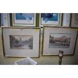 E M Southby, Continental city scenes, a pair, one signed, the other labelled verso, watercolour,