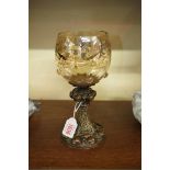 An interesting 19th century Continental glass and brass goblet, in the Renaissance style,