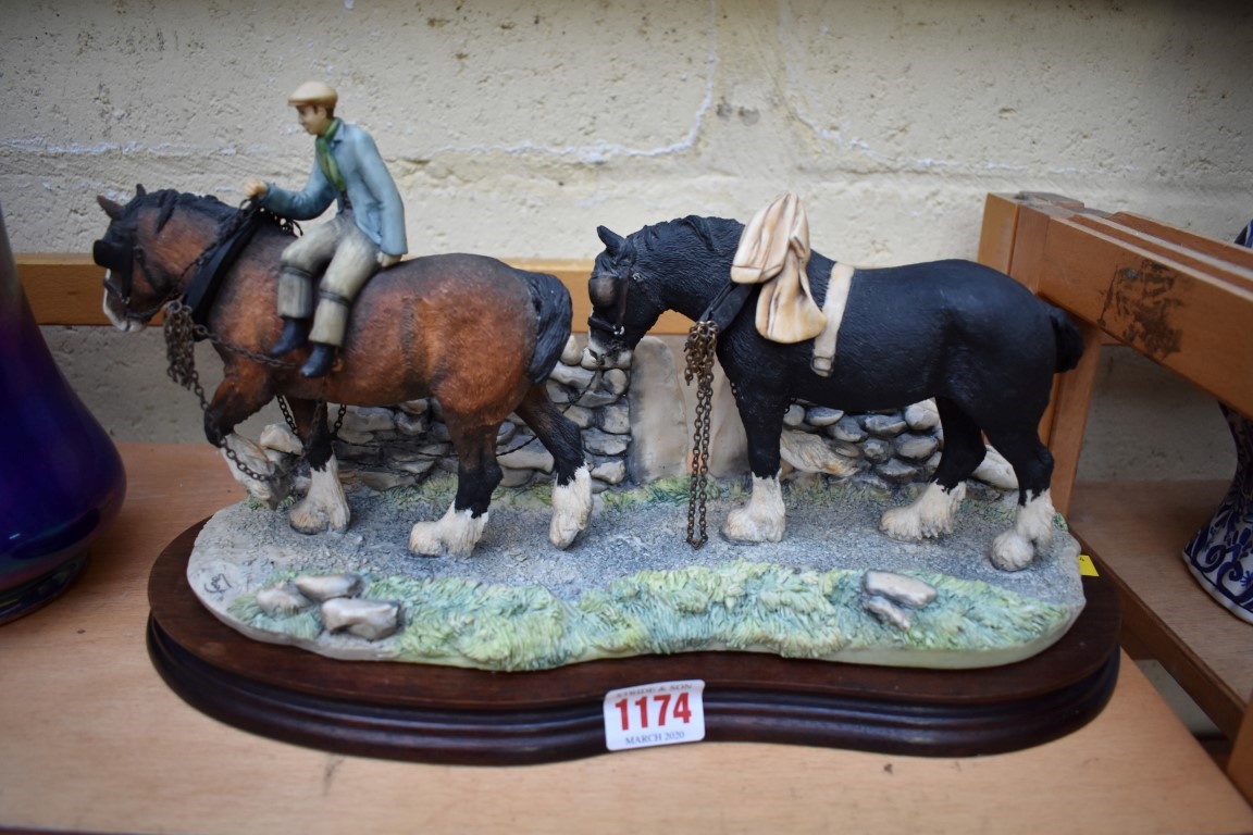 A Border Fine Arts figure group, on wood base, 36cm wide.