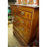 A George I walnut and line inlaid chest on stand, 99cm wide.